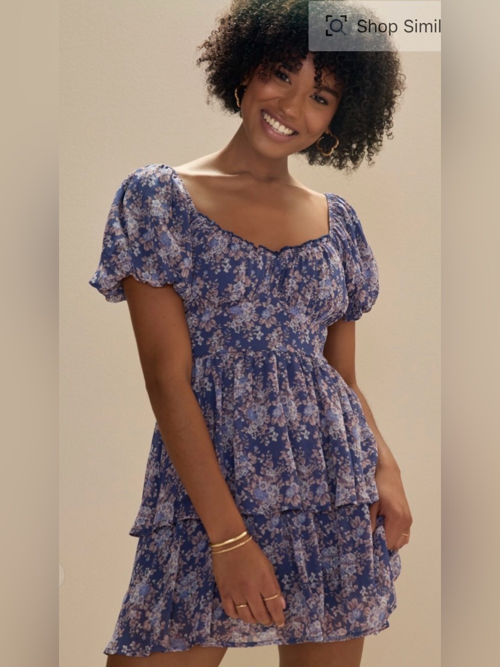 Francesca's Floral Puff-Sleeve mini Dress